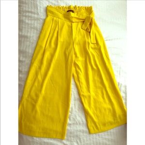 Yellow Zara Wide Leg Crop Pants